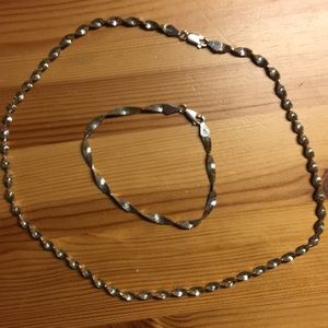 Sterling silver 925 chain necklace bracelet set